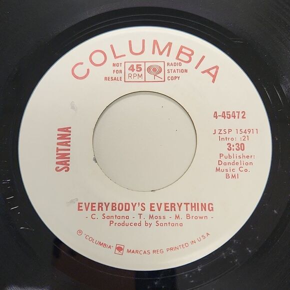 Santana Everybody's Every Thing 45 RPM Record Vinyl RADIO STATION COPY - Picture 5 of 7
